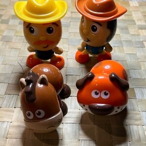 Vintage Plastic cowboy, sheriff and two animals